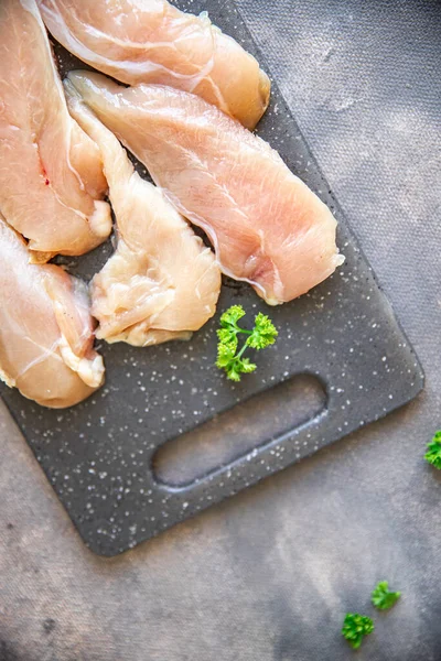 Raw Chicken Fillet Meat Fresh Healthy Meal Food Snack Table — Stok Foto