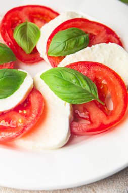 caprese salad mozzarella and basil tomato fresh meal food snack on the table copy space food background