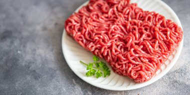 meat minced raw pork, beef cuisine fresh food snack on the table copy space food background 