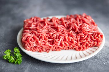 meat minced raw pork, beef cuisine fresh food snack on the table copy space food background 