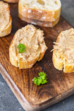 pate rillettes chicken meat or duck poultry pate cuisine fresh meal food snack on the table copy space food background