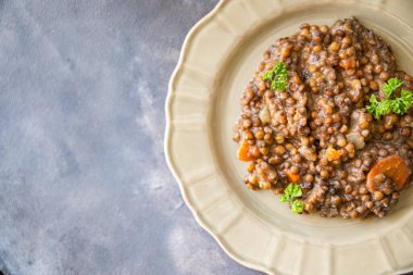 lentils green legume vegetable cuisine fresh healthy meal food snack diet on the table copy space food background