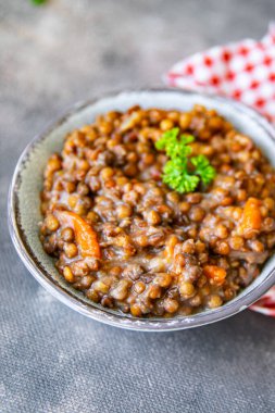 lentils green legume vegetable cuisine fresh healthy meal food snack diet on the table copy space food background