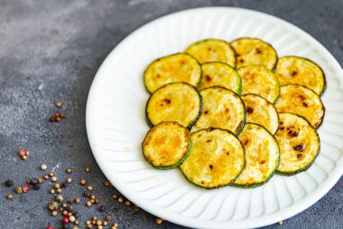 zucchini slice fried vegetable fresh meal food snack on the table copy space food background 