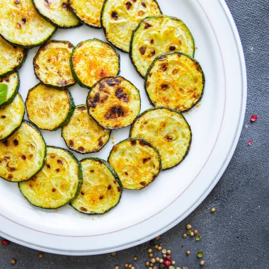 zucchini slice fried vegetable fresh meal food snack on the table copy space food background 