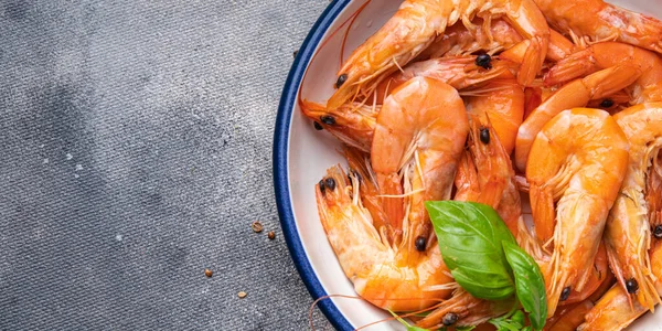 Shrimp Seafood Prawn Healthy Meal Food Snack Diet Table Copy — Fotografia de Stock