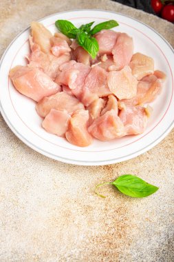 raw chicken pieces slice of poultry meat healthy meal food snack diet on the table copy space food background rustic top view keto or paleo diet