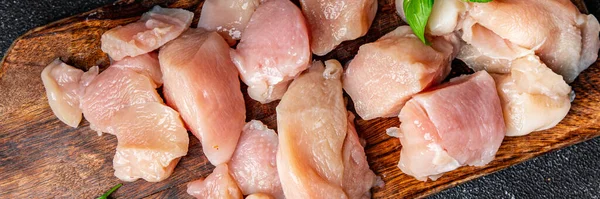 Raw Chicken Pieces Slice Poultry Meat Healthy Meal Food Snack — Stok Foto