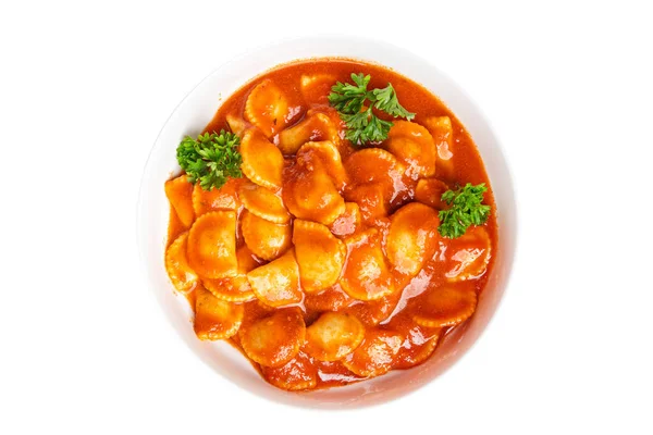 Ravioli Fish Stuffed Pasta Tomato Sauce Fresh Dish Healthy Meal — 스톡 사진