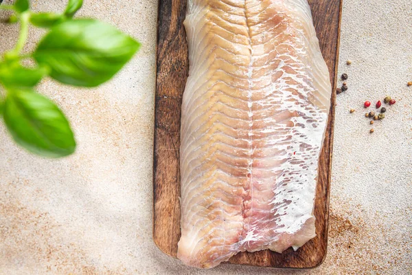 Fisk Gråsej Filé Fisk Och Skaldjur Färsk Hälsosam Måltid Mat — Stockfoto