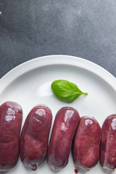 Nero Budino Salsiccia Sanguinosa Carne Pasto Cibo Snack Sul Tavolo — Foto Stock