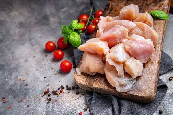 Ayam Mentah Iris Daging Unggas Makanan Makanan Ringan Makanan Atas — Stok Foto