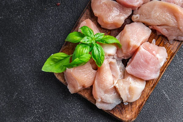 Ayam Mentah Iris Daging Unggas Makanan Makanan Ringan Makanan Atas — Stok Foto