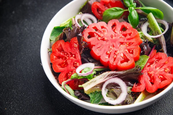 Σαλάτα Ντομάτα Κόκκινο Λαχανικό Φρέσκο Πιάτο Υγιεινό Γεύμα Σνακ Στο — Φωτογραφία Αρχείου