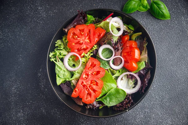 Σαλάτα Ντομάτα Κόκκινο Λαχανικό Φρέσκο Πιάτο Υγιεινό Γεύμα Σνακ Στο — Φωτογραφία Αρχείου
