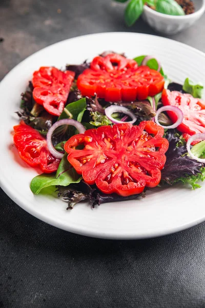Салат Помидор Красный Овощ Свежее Блюдо Здоровое Питание Еда Закуски — стоковое фото