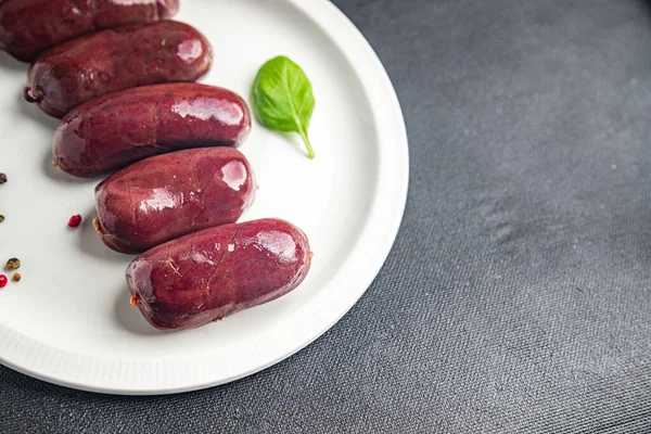 Blutwurst Blutige Wurst Fleisch Mahlzeit Essen Snack Auf Dem Tisch — Stockfoto