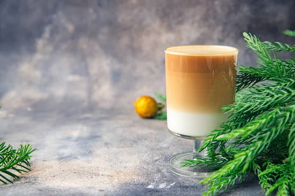 Jul Latte Varm Dryck Cappuccino Kaffe Nyår Söt Semester Dessert — Stockfoto