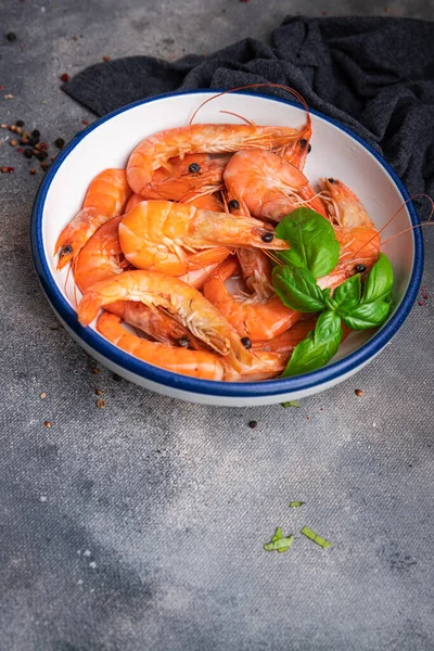 Camarão Salada Camarão Frutos Mar Refeição Saudável Comida Lanche Mesa — Fotografia de Stock