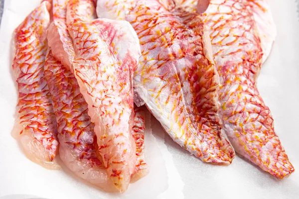 Red Mullet Fillet Fresh Seafood Tropical Red Mullet Fish Snack — Stock Photo, Image