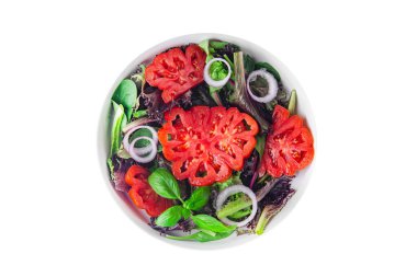 Domates salatası sebze taze yemek atıştırmalığı masanın üzerinde fotokopi alanı yemek arka planı 