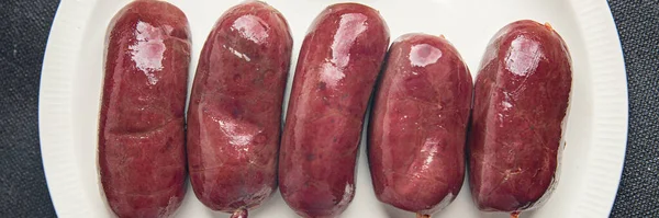 Blutwurst Wurst Blutige Fleischmahlzeit Essen Auf Dem Tisch Kopieren Weltraum — Stockfoto