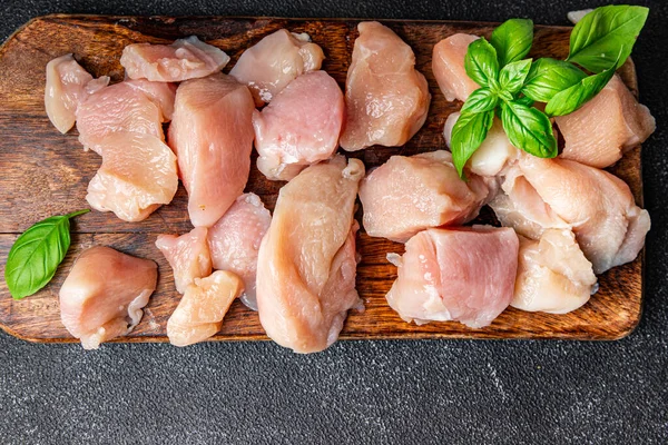 Daging Ayam Mentah Iris Unggas Unggas Unggas Ayam Payudara Makanan — Stok Foto