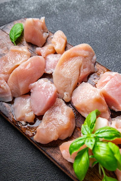 Daging Ayam Mentah Iris Unggas Unggas Unggas Ayam Payudara Makanan — Stok Foto