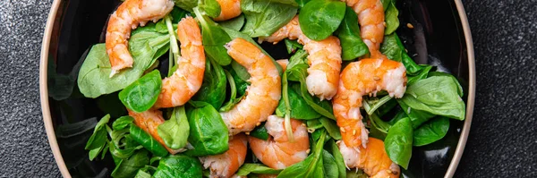 Zeevruchten Garnalen Salade Garnalen Maaltijd Voedsel Snack Tafel Kopiëren Ruimte — Stockfoto