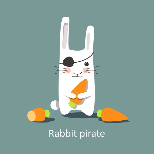 Vector illustration - cute rabbit pirate — Stock Vector