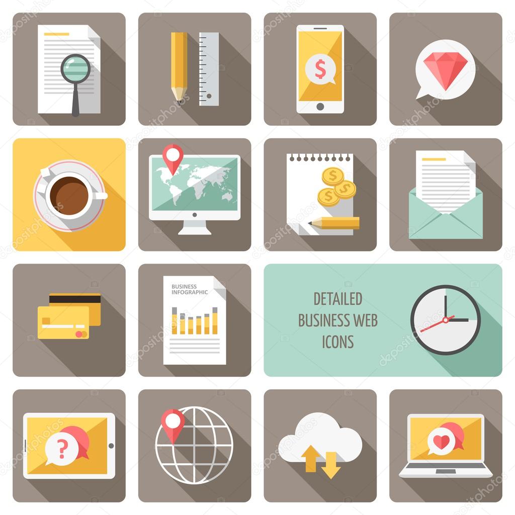 Detailed business web icons vector