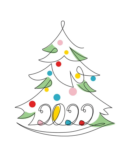 Jahr 2022 Weihnachten Und Neujahr Weihnachtsbaumkonzept Neujahr Jahr Des Tigers — Stockvektor