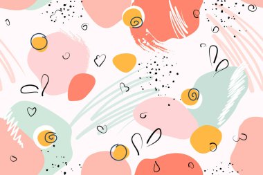 Modern soyut model, minimal kapak tasarımı. Kumaş, duvar kağıdı, kağıt, ambalaj. Renkli karikatür geometrik arkaplan, vektör illüstrasyonu