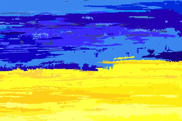 Texture Des Coups Pinceau Aux Couleurs Jaunes Bleues Drapeau National — Image vectorielle