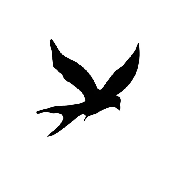 Swallow Black Silhouette White Background Silhouette Swallows Black Contours Flying — стоковый вектор