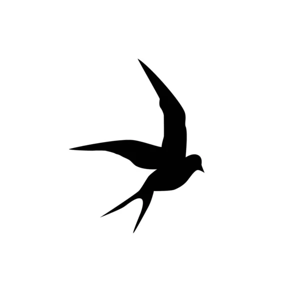 Swallow Black Silhouette White Background Silhouette Swallows Black Contours Flying — стоковый вектор