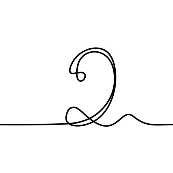 Two Number Number Sign Form One Continuous Line Mathematical Symbol — Stok Vektör