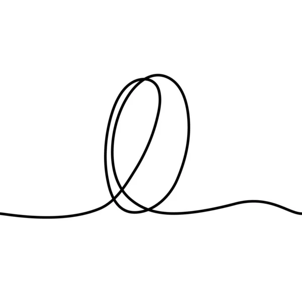 Zero Number Sign Form One Continuous Line Mathematical Symbol Minimalistic — Vetor de Stock