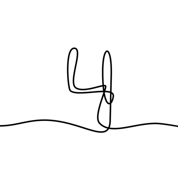 Four Number Number Sign Form One Continuous Line Mathematical Symbol — Wektor stockowy