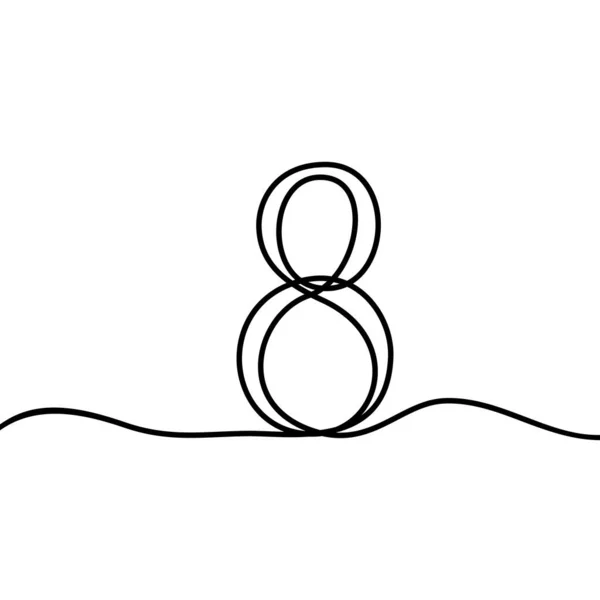 Вісімка Вісімка Цифра Число Відображається Одна Тверда Лінія Математичний Символ — стоковий вектор