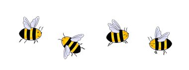 Bee simple drawing. bee icon. Symbol of honey production, healthy natural nutrition. Vector illustration isolated on a white background.