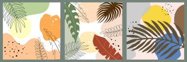 abstract Modern background. Various forms of shapes, points, floral elements are drawn. Suitable for printing on a card, postcard, invitation, flyer. trendy vector illustration.