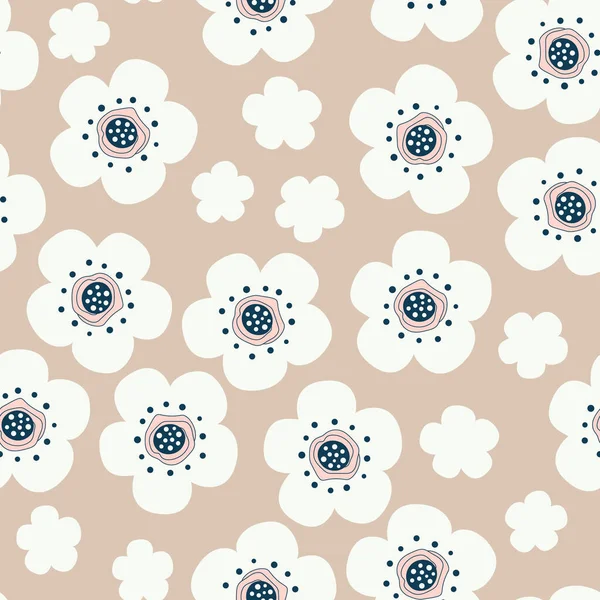 Nahtloser Hintergrund Mit Floralem Muster Weiße Blüten Auf Rosa Hintergrund — Stockvektor