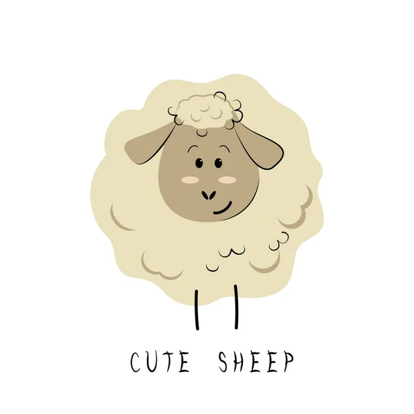 Vector Illustration Cute Sheep — Stock Vector