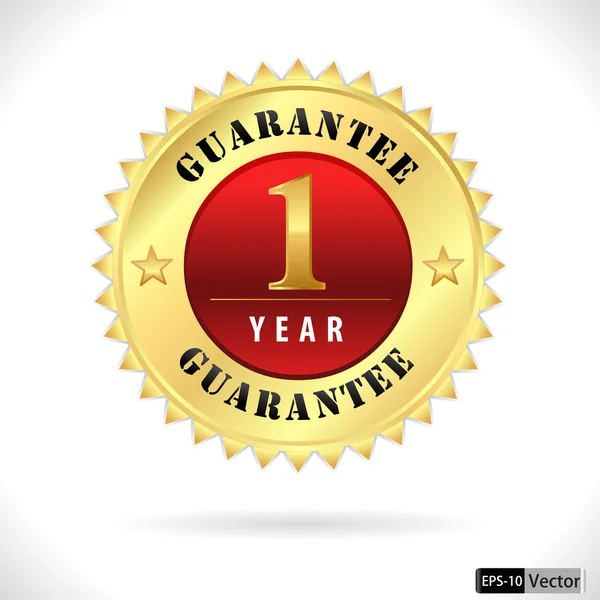 Gold top quality 1 year guarantee badge — Stock Photo, Image