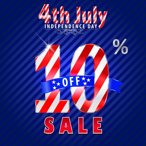 4 de julio Día de la Independencia venta, 10 fuera de venta - vector eps10 — Vector de stock