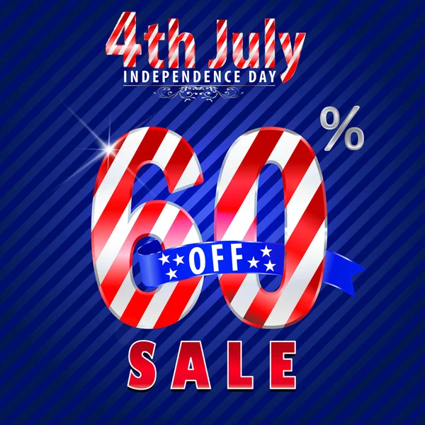 4 juli independence day verkoop, 60 korting te koop - vector eps10 — Stockvector