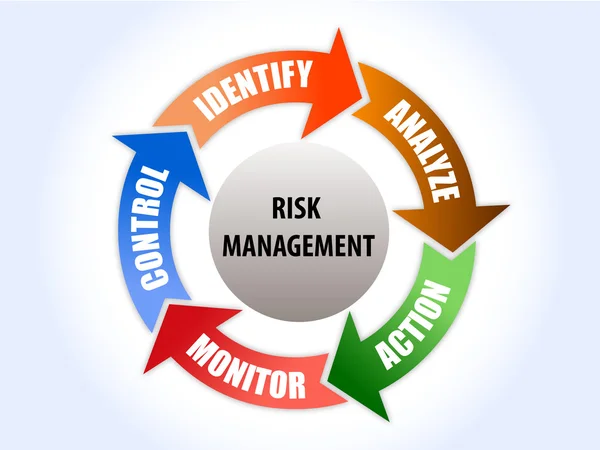 Diagrama de gestão do risco com solução de 5 passos - vector eps10 —  Vetores de Stock