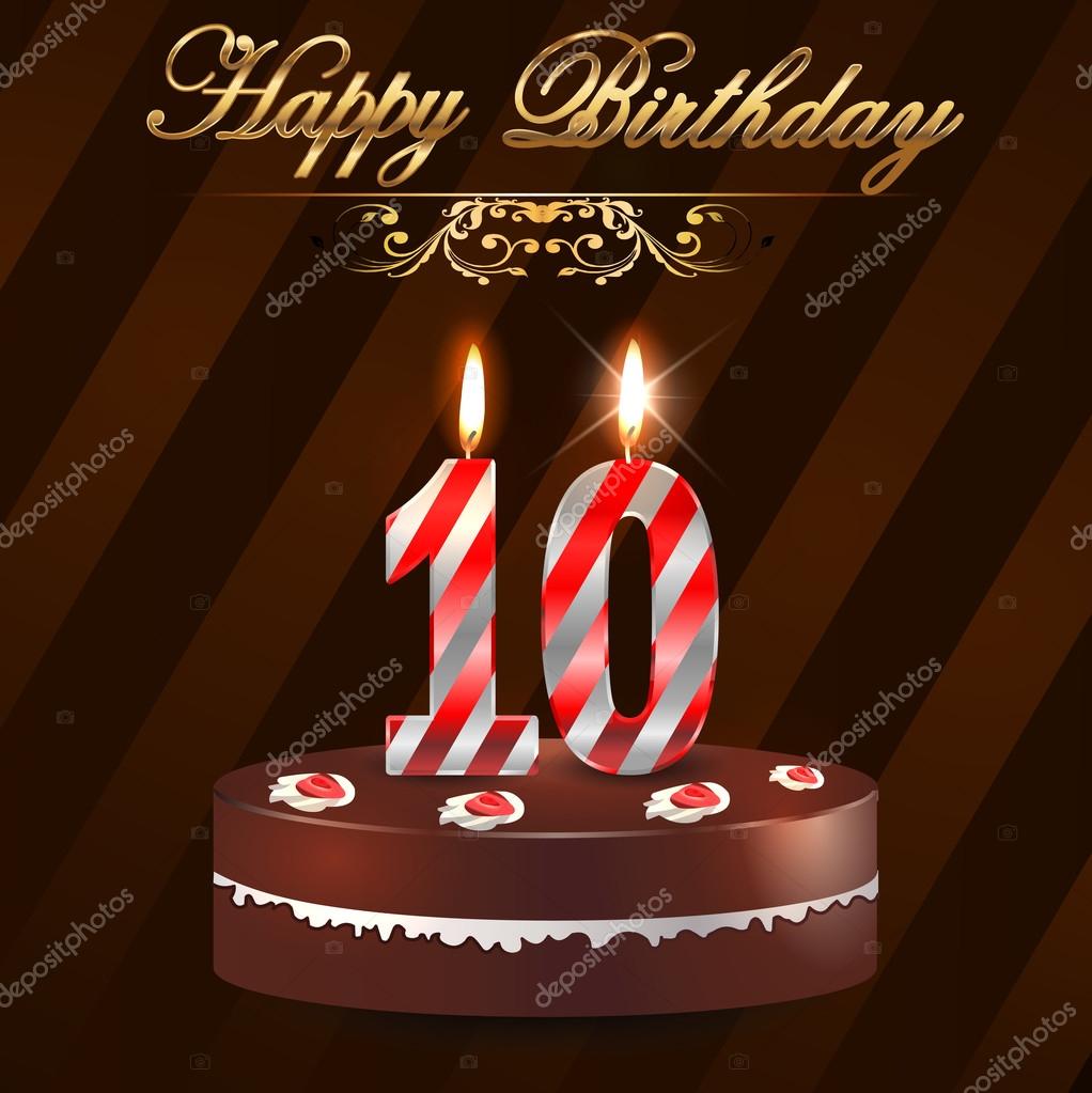 10 ans joyeux anniversaire dur avec gâteau et bougies, 10e anniversaire -  vecteur EPS10 Vecteur par ©atulvermabhai 48710555