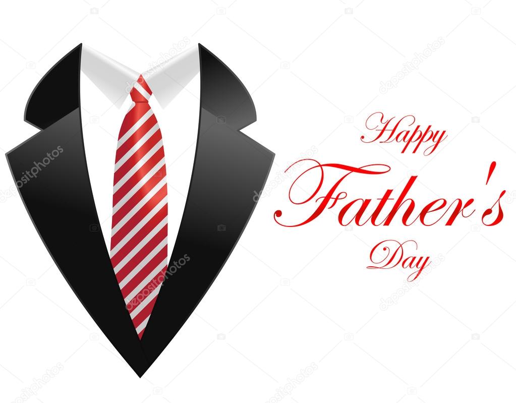Happy fathers day, greeting card with coat and necktie